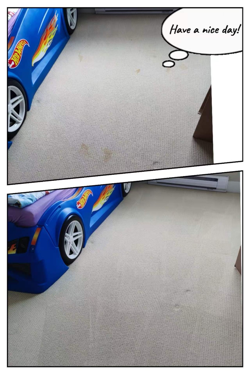 儿童房地毯清洁前后对比